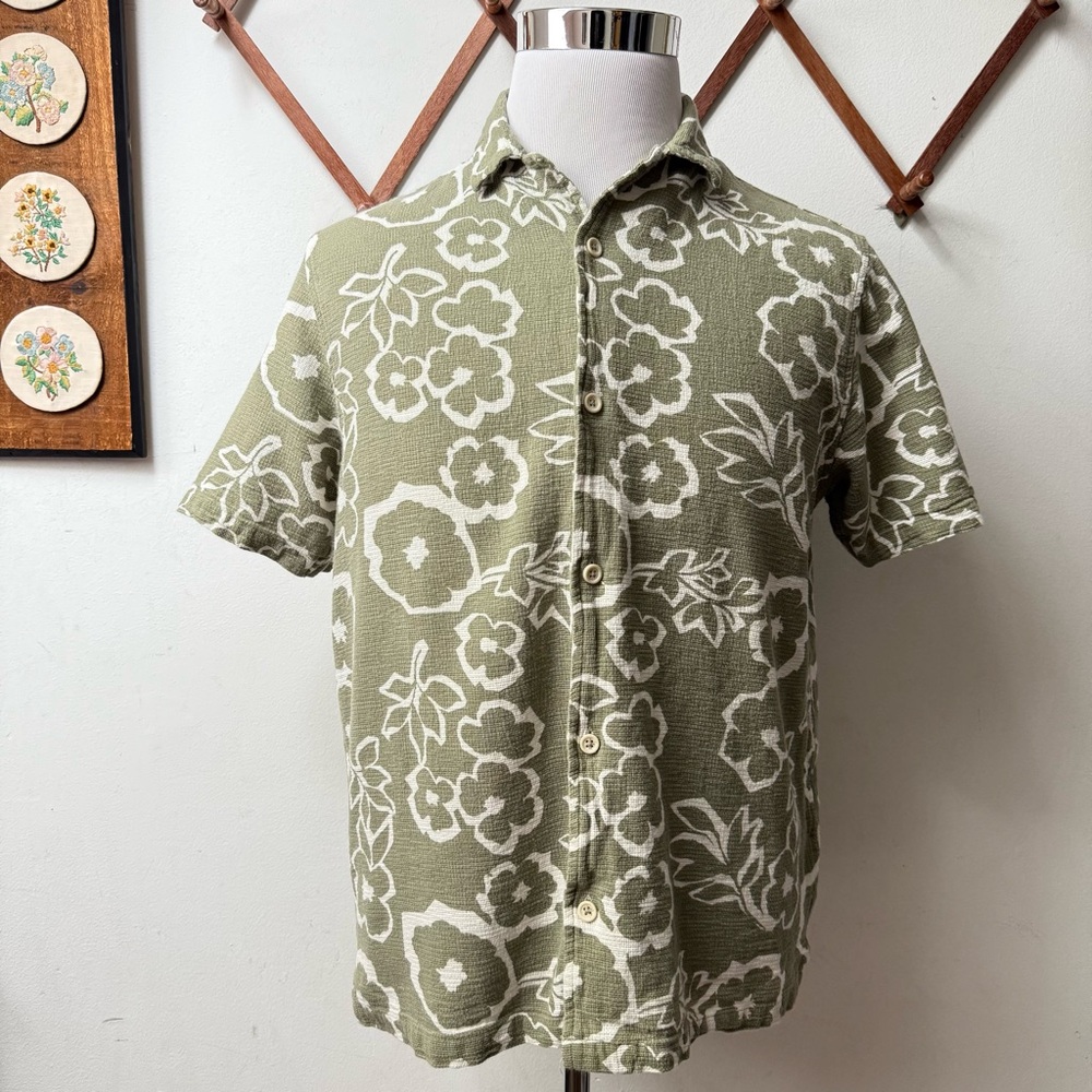 Folk Huckberry Floral Woven Cotton Button Up Shirt